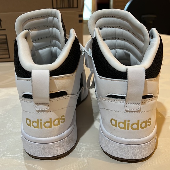 ADIDAS MENS POST MOVE MID TOP white leather SNEAKERS - Picture 4 of 5
